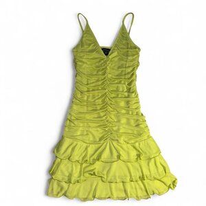 Vintage moda international bright green mini dress with ruffles